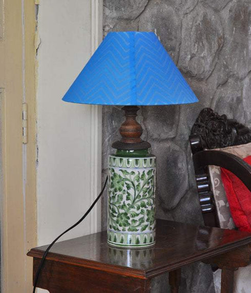 Lime Green Leaves with White Table Lamp02 (Without Lampshade)